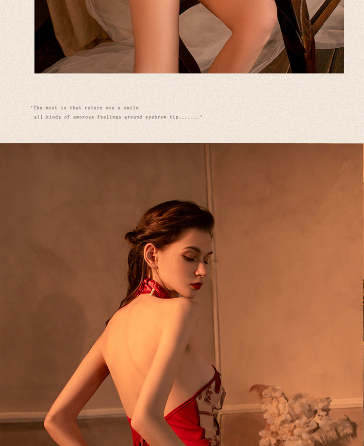 Butterfly Embroidered Qipao Lingerie Set