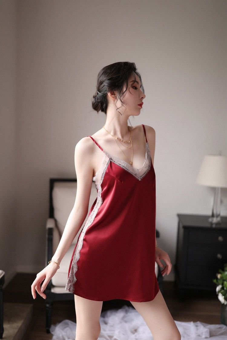 Slit Thigh Sheer Nightdress Set
