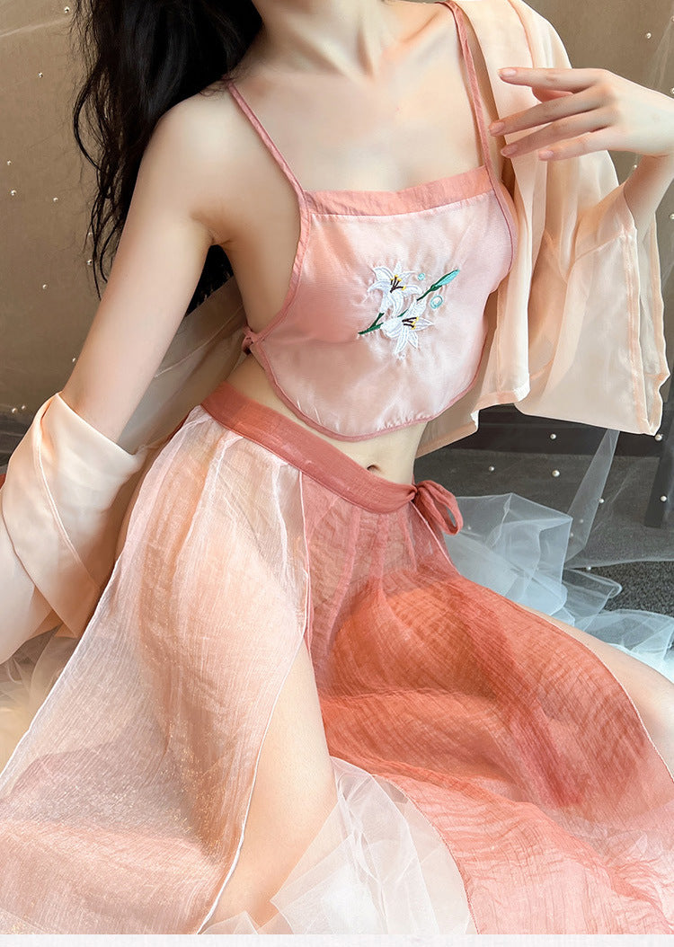 Black Slit Silk Nightdress