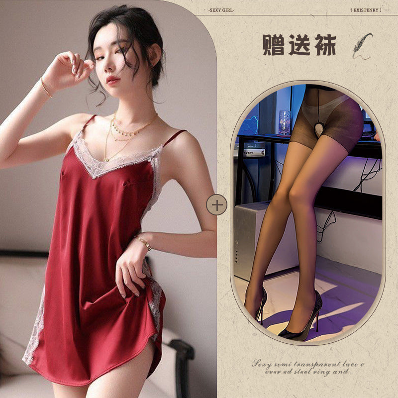 Slit Thigh Sheer Nightdress Set