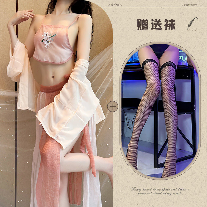 Black Slit Silk Nightdress