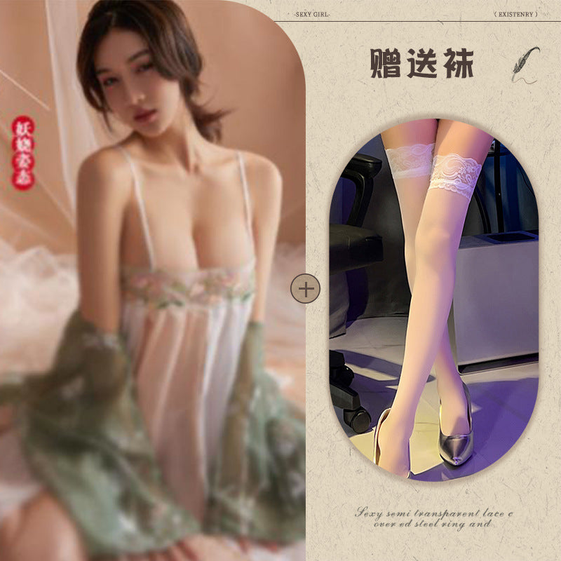 Black Slit Silk Nightdress