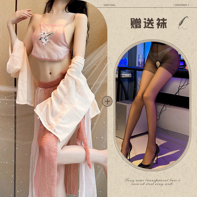 Black Slit Silk Nightdress