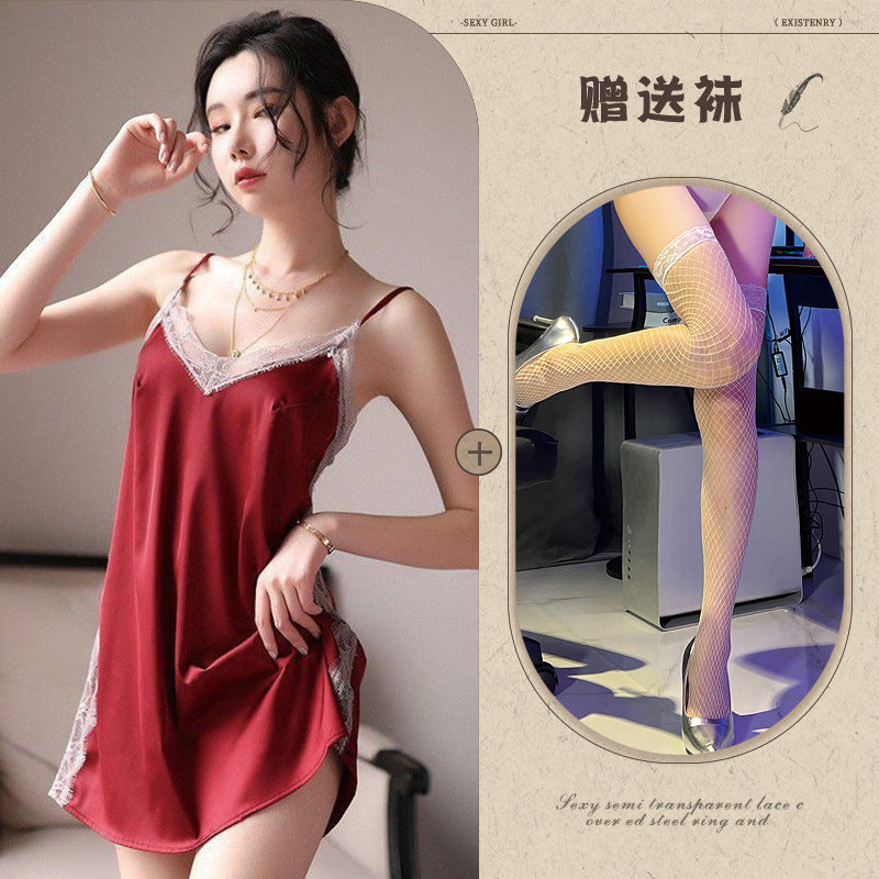 Slit Thigh Sheer Nightdress Set