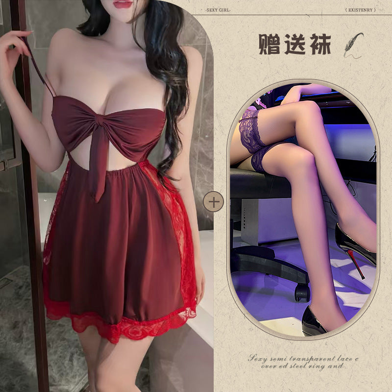 Backless Satin Bow Nightdress