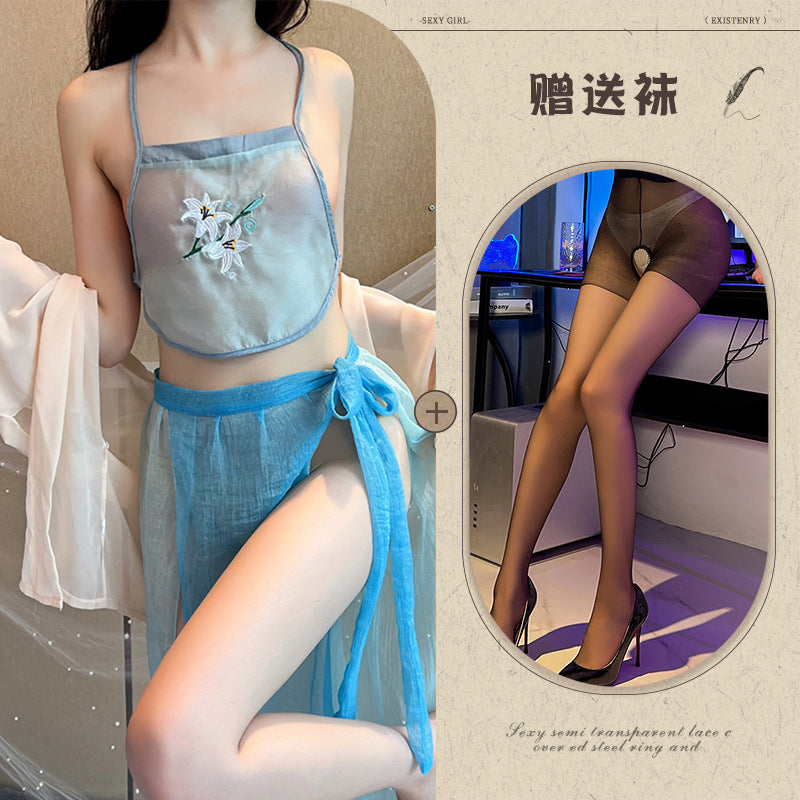 Black Slit Silk Nightdress