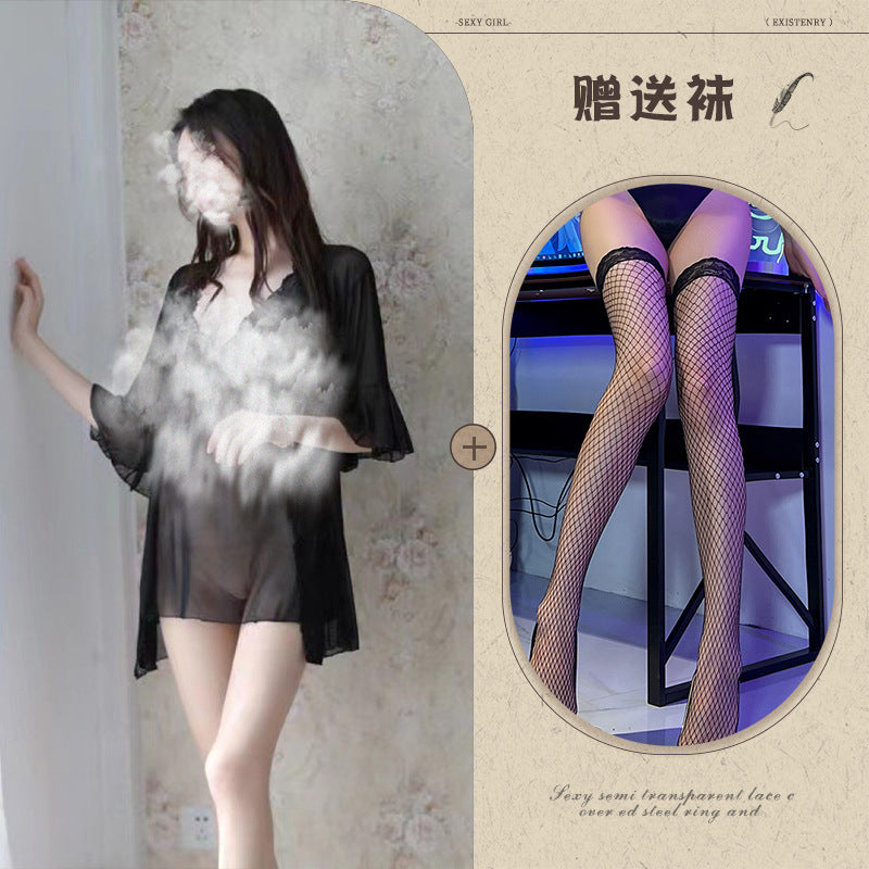 Plus Size Sheer Lace Nightgown