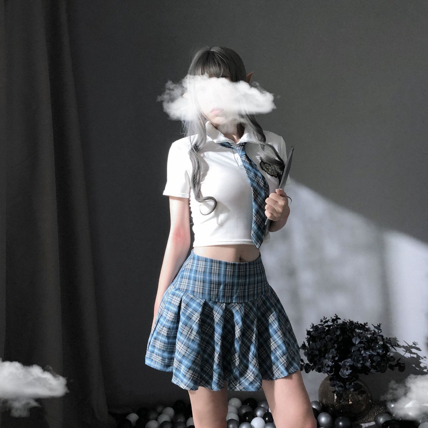 Schoolgirl Lingerie Set with Mini Skirt