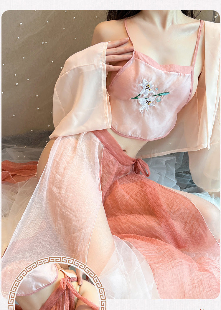 Black Slit Silk Nightdress