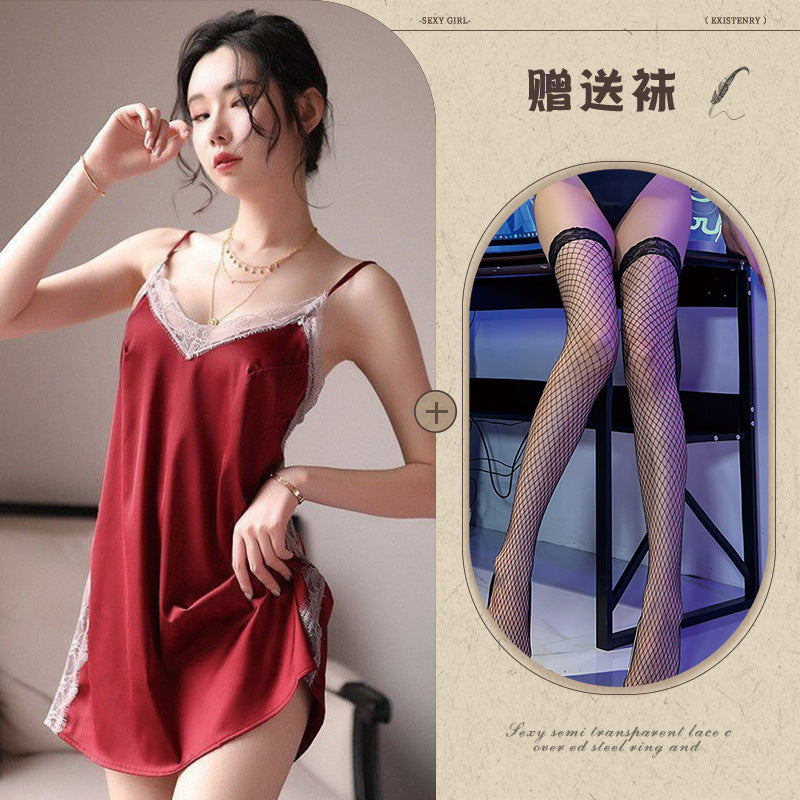 Slit Thigh Sheer Nightdress Set