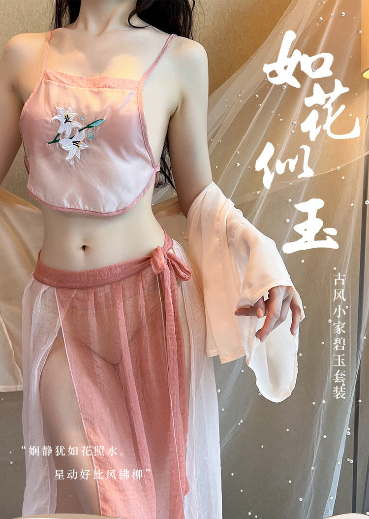 Black Slit Silk Nightdress