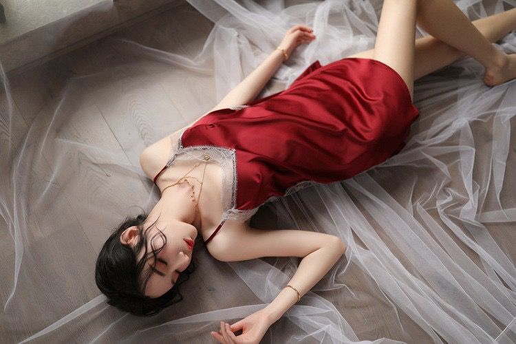 Slit Thigh Sheer Nightdress Set