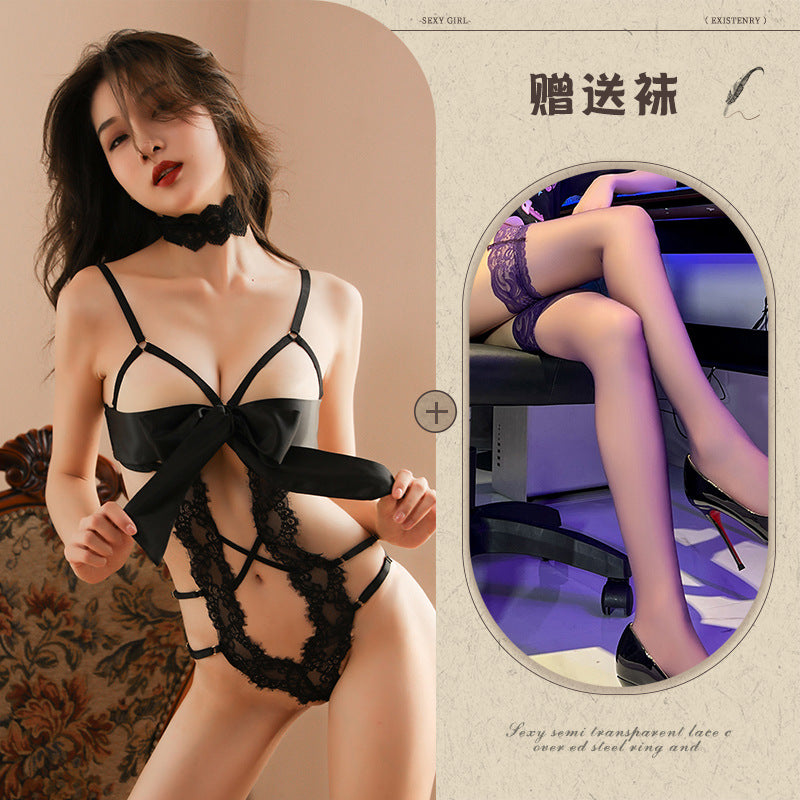 Bow Lace Cut-out Teddy