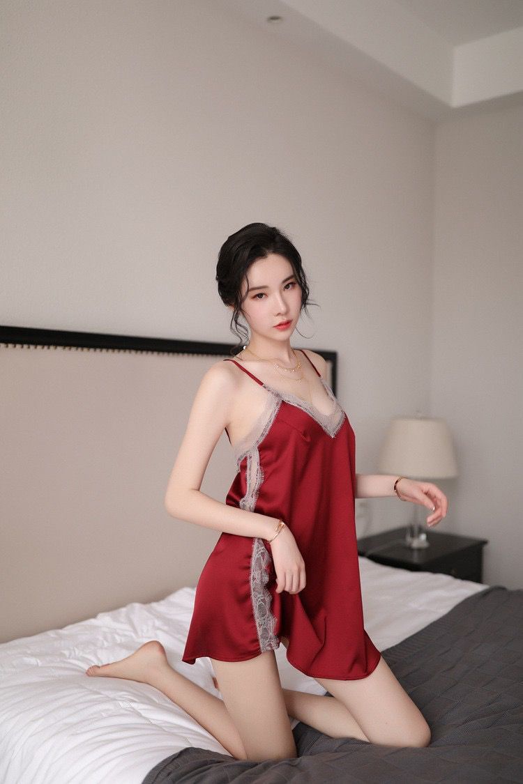 Slit Thigh Sheer Nightdress Set