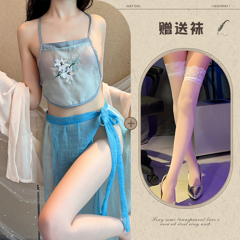 Black Slit Silk Nightdress