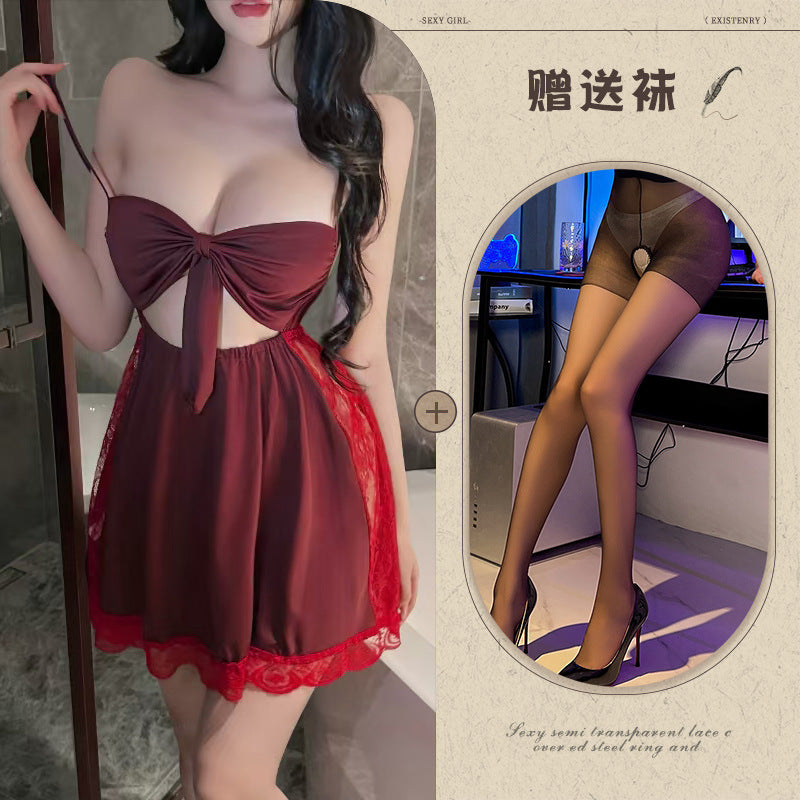 Backless Satin Bow Nightdress