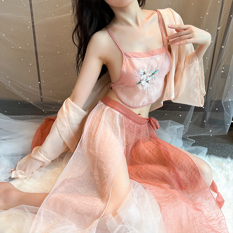 Black Slit Silk Nightdress
