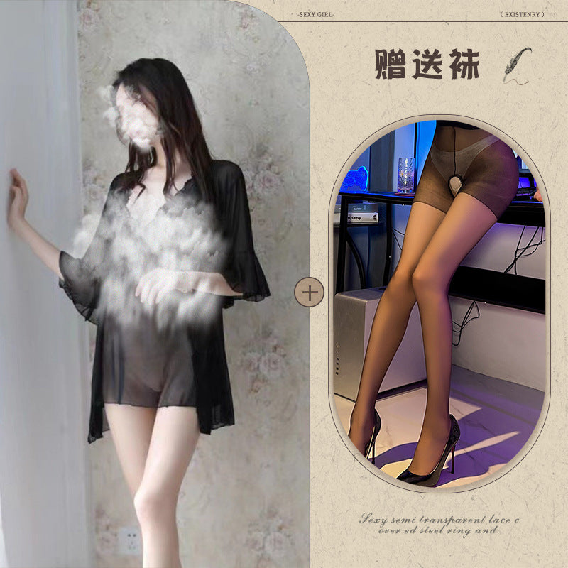 Plus Size Sheer Lace Nightgown