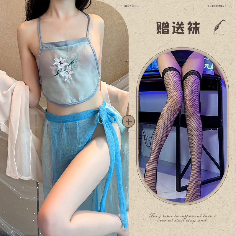 Black Slit Silk Nightdress
