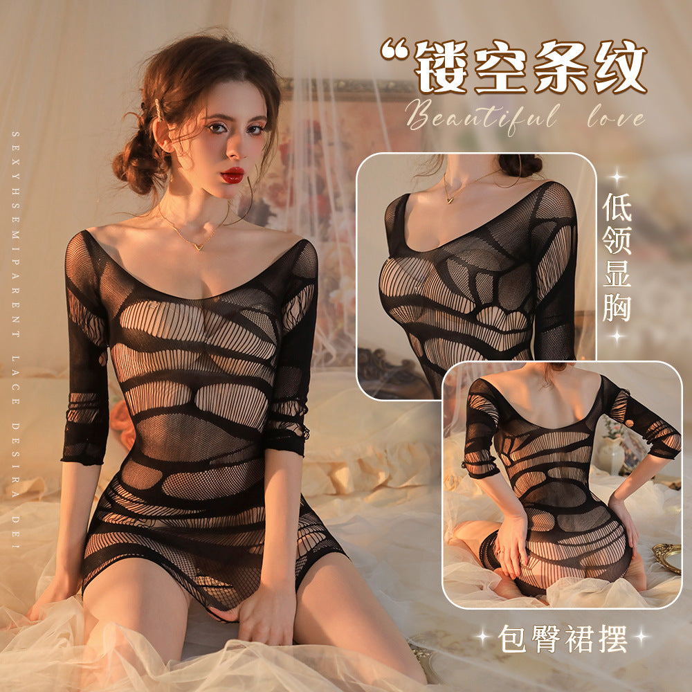 Striped Mesh Dress