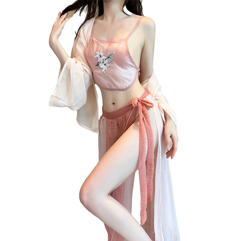 Black Slit Silk Nightdress