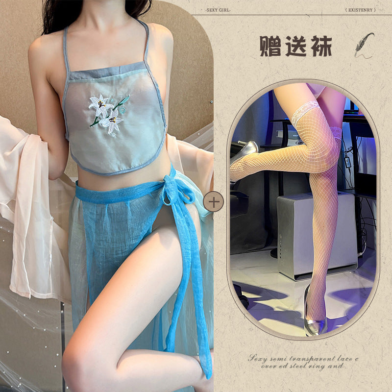 Black Slit Silk Nightdress