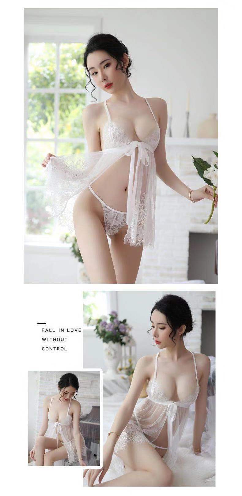 Sheer Lace Slit Nightdress