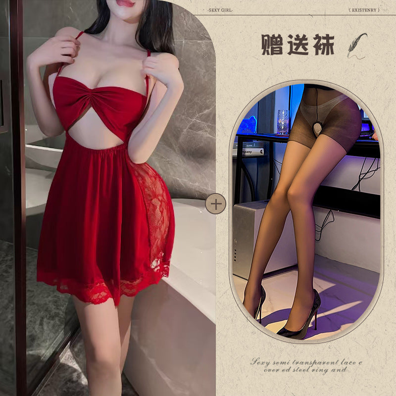 Backless Satin Bow Nightdress