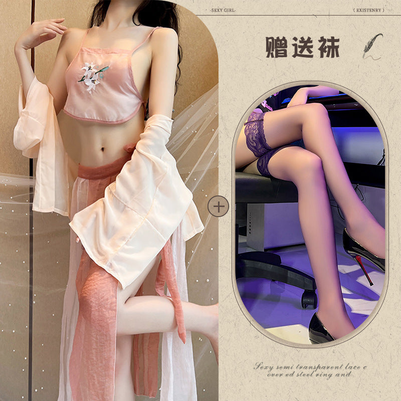 Black Slit Silk Nightdress