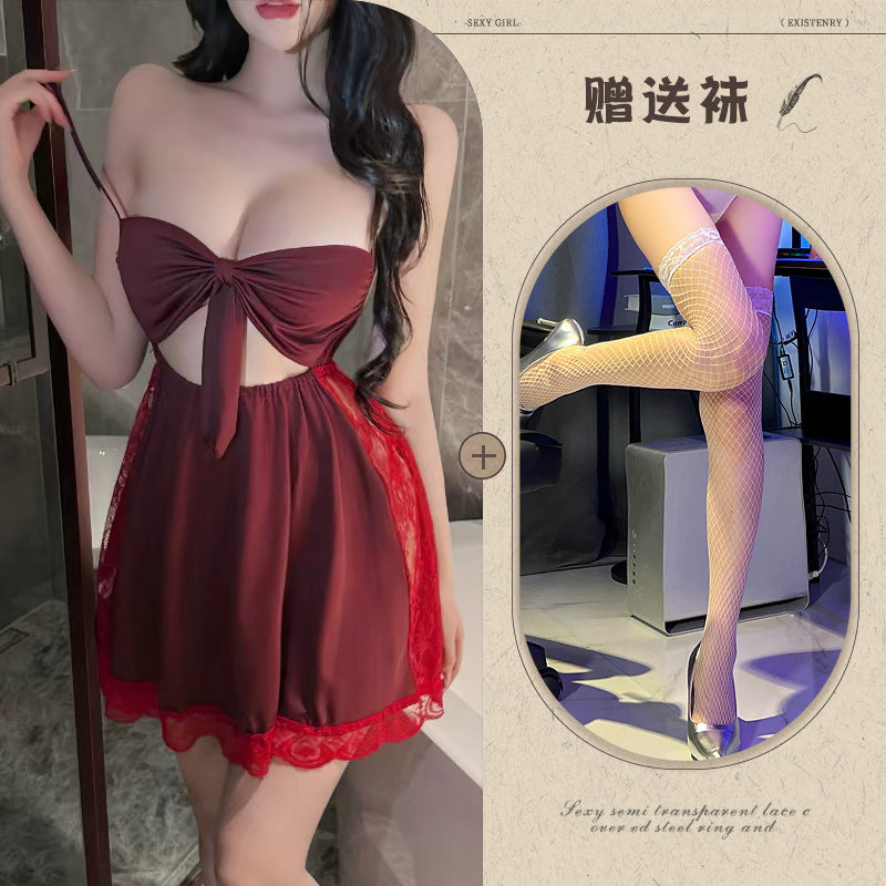 Backless Satin Bow Nightdress