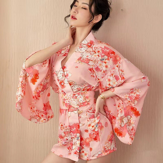 Pink Floral Kimono Set