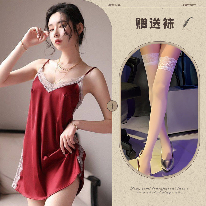 Slit Thigh Sheer Nightdress Set