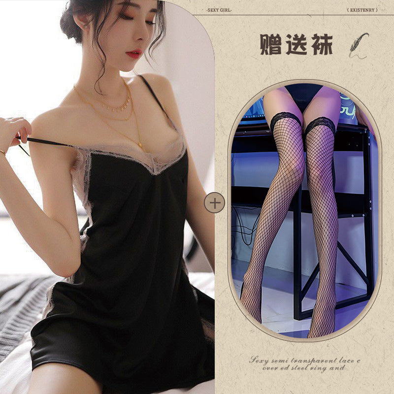 Slit Thigh Sheer Nightdress Set