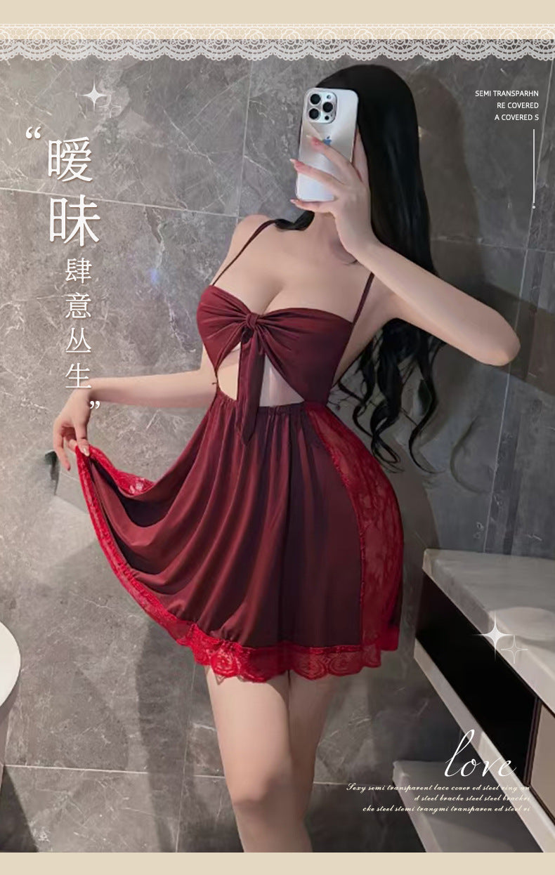 Backless Satin Bow Nightdress