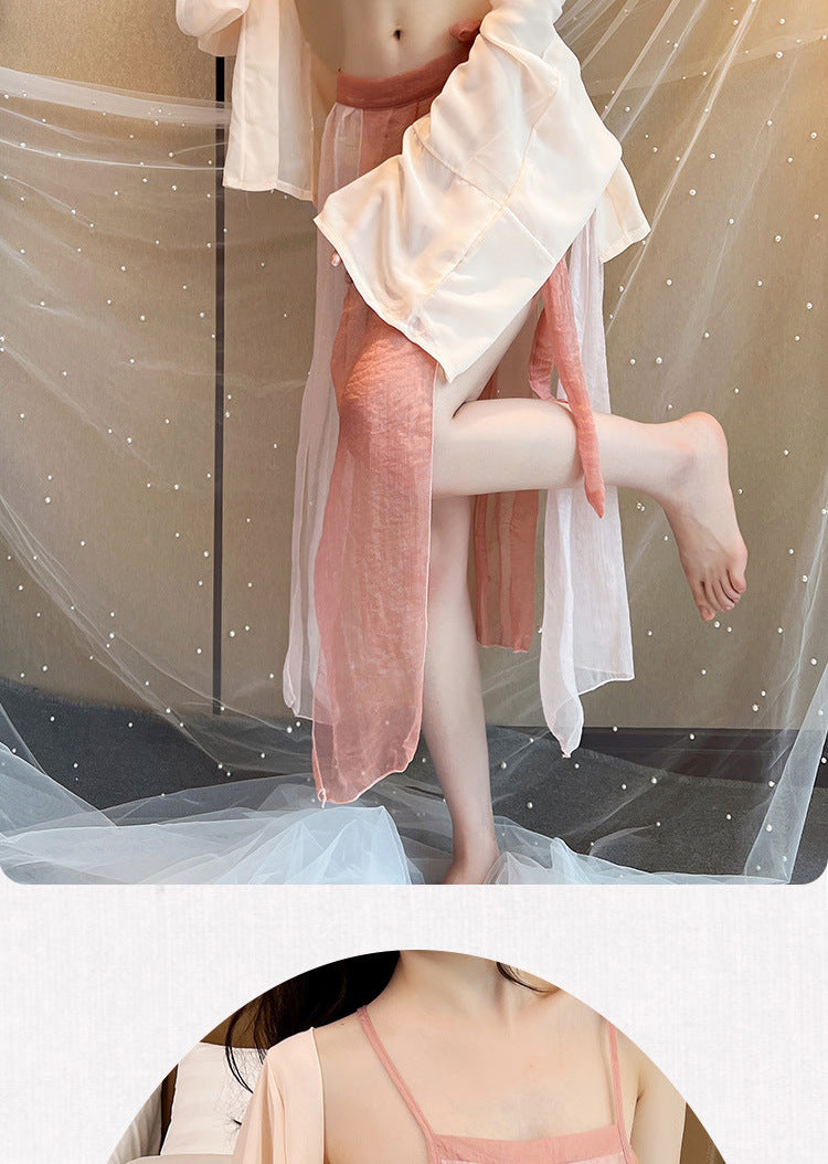 Black Slit Silk Nightdress