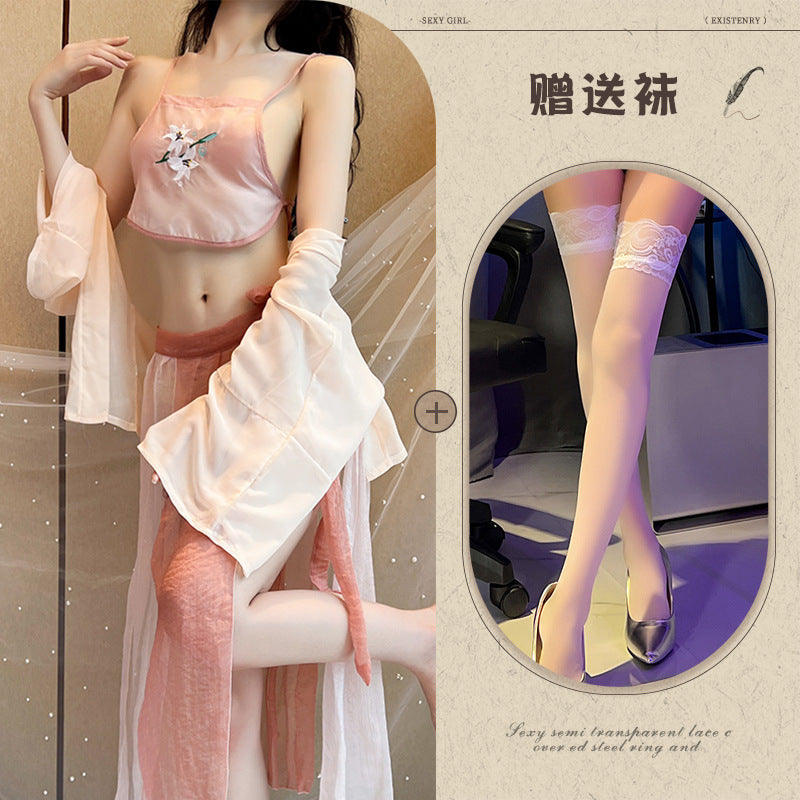 Black Slit Silk Nightdress