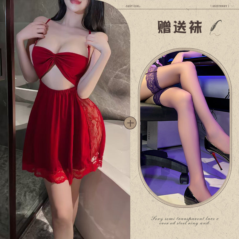Backless Satin Bow Nightdress