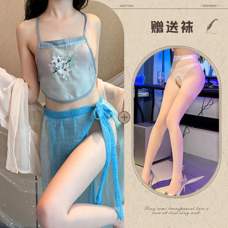 Black Slit Silk Nightdress
