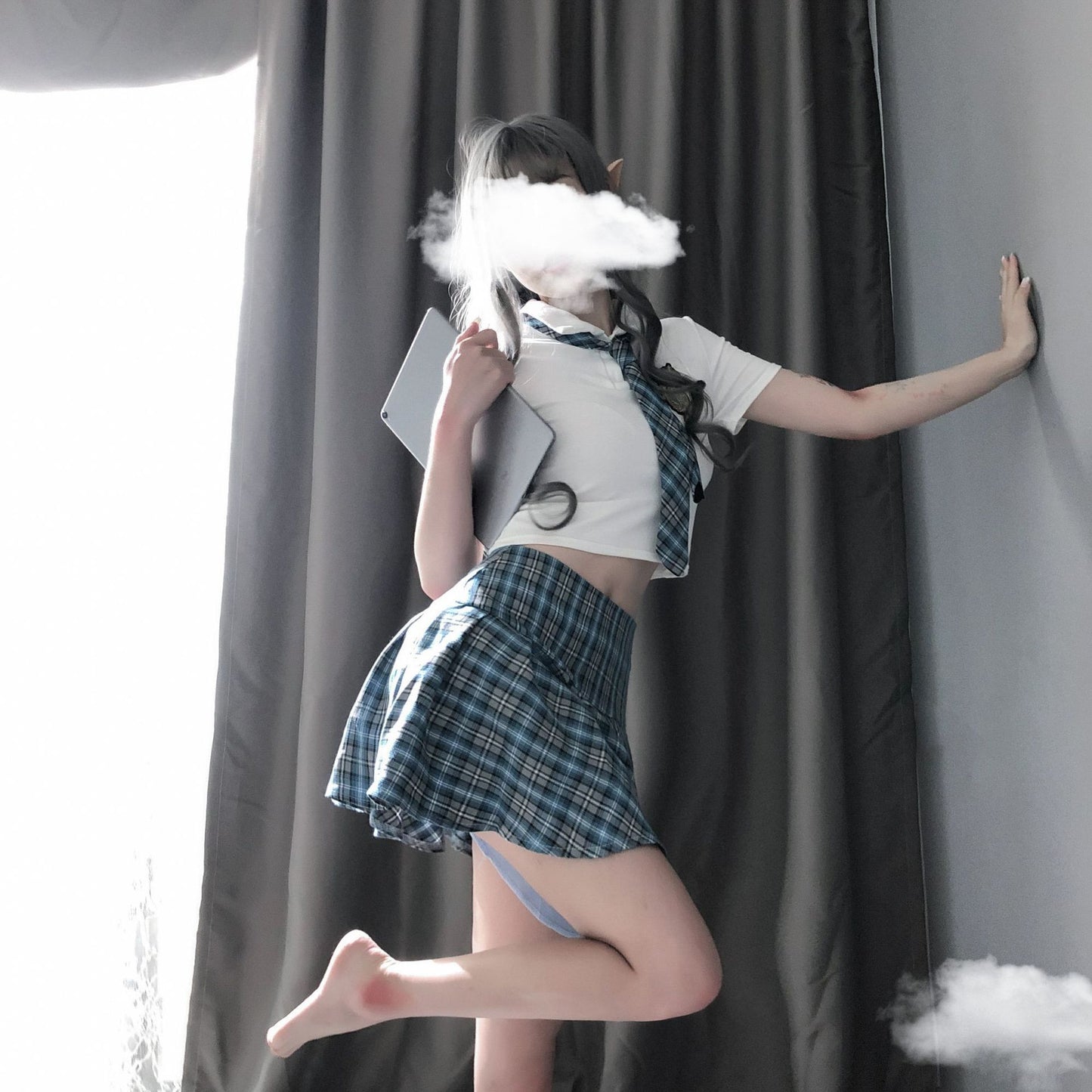 Schoolgirl Lingerie Set with Mini Skirt