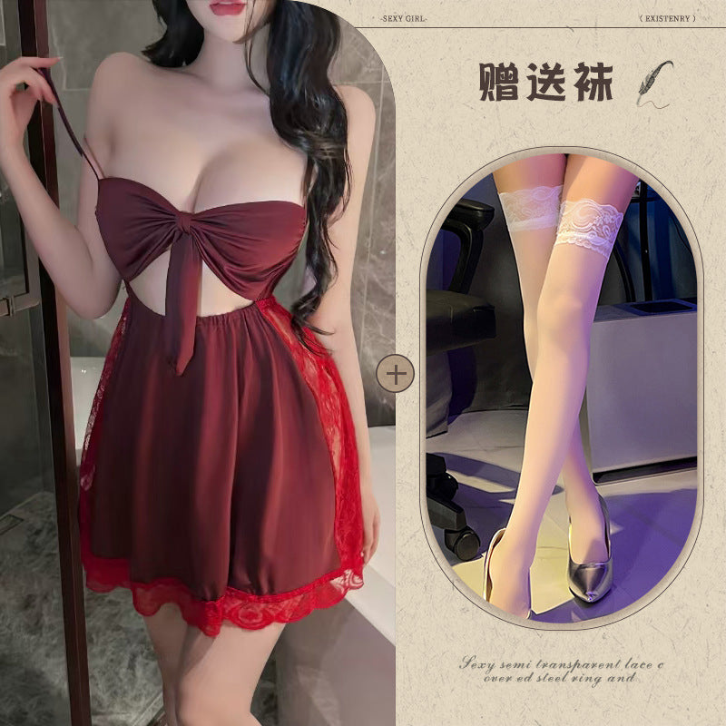 Backless Satin Bow Nightdress
