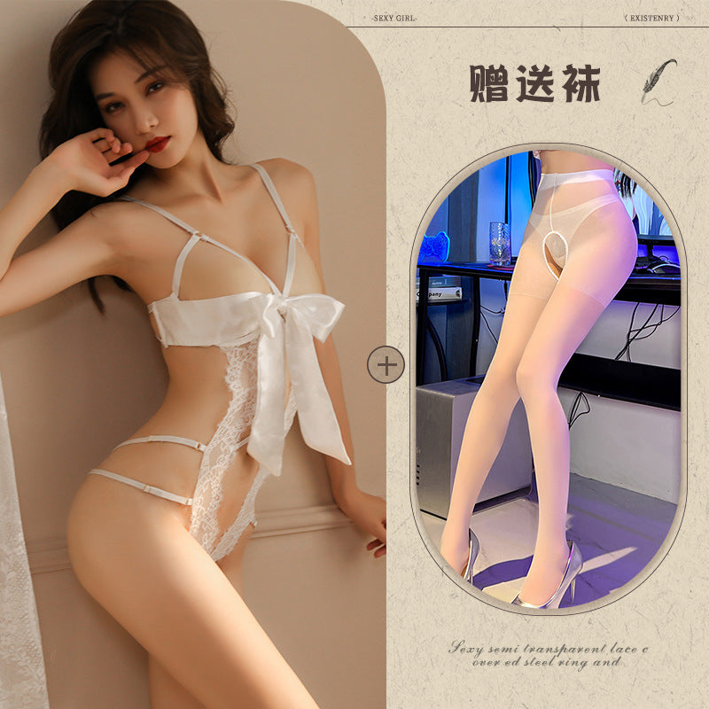 Bow Lace Cut-out Teddy