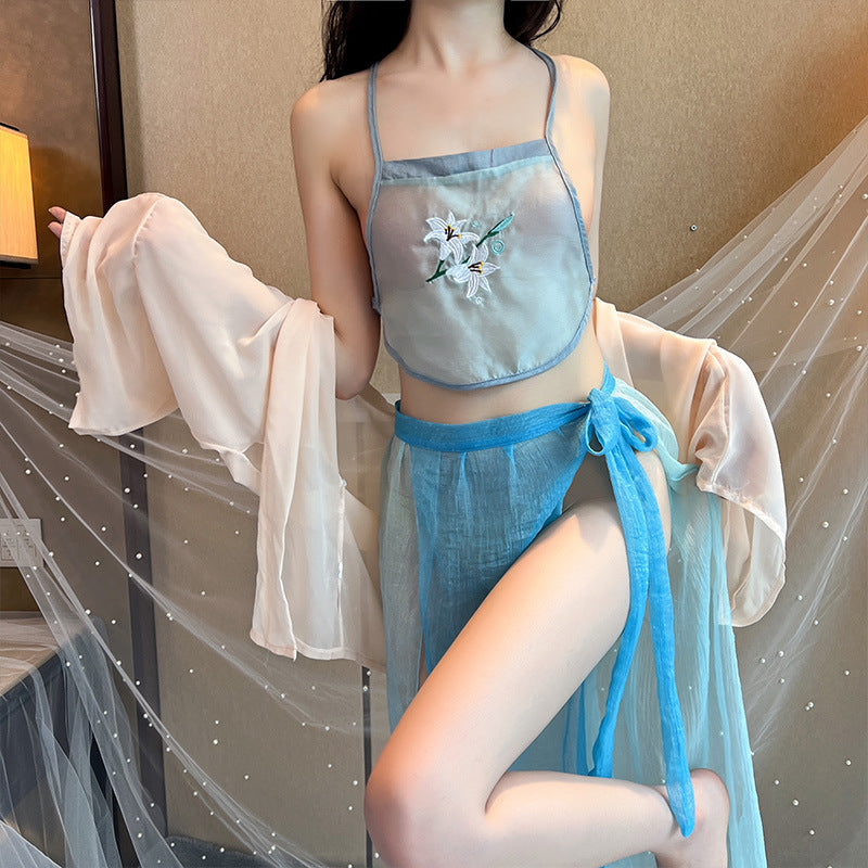 Black Slit Silk Nightdress