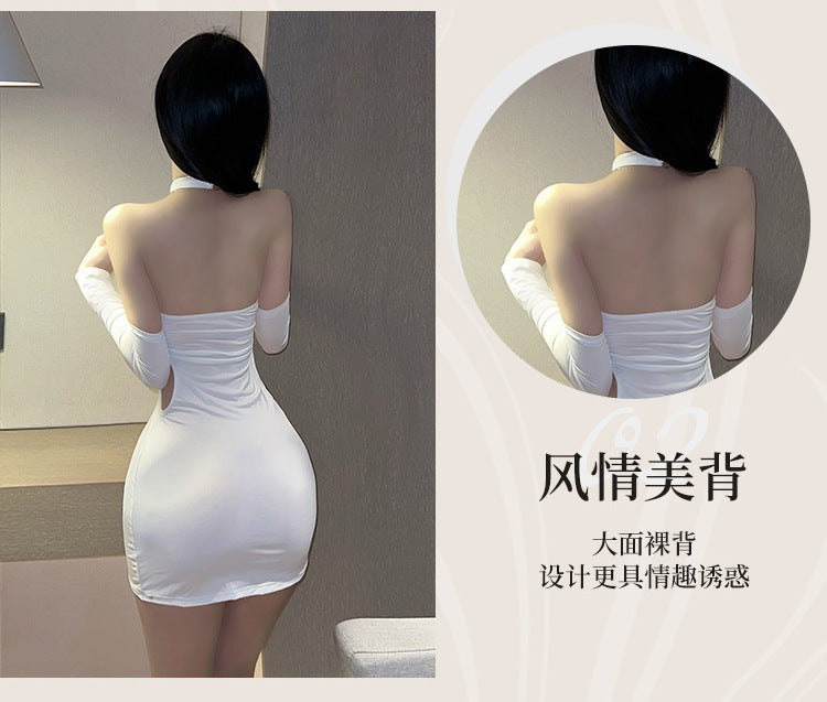 Cross-neck Qipao Set
