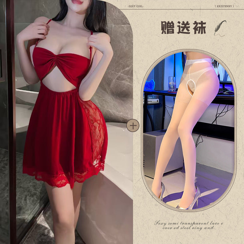 Backless Satin Bow Nightdress