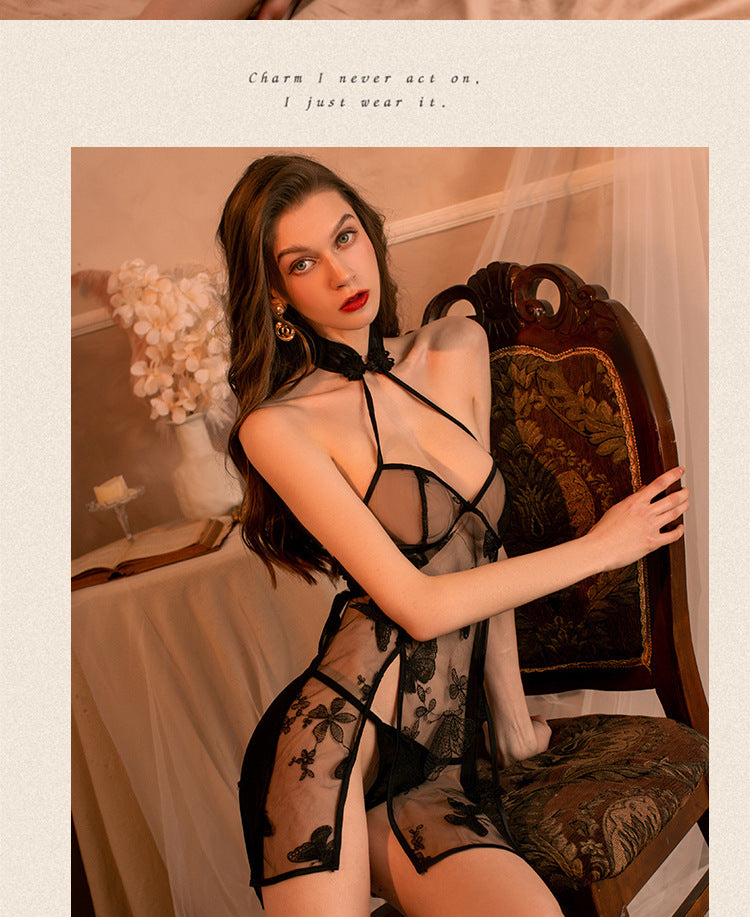 Butterfly Embroidered Qipao Lingerie Set
