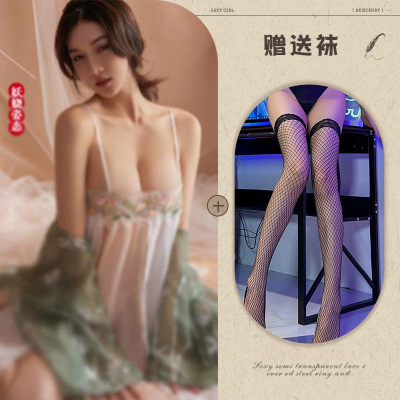Black Slit Silk Nightdress