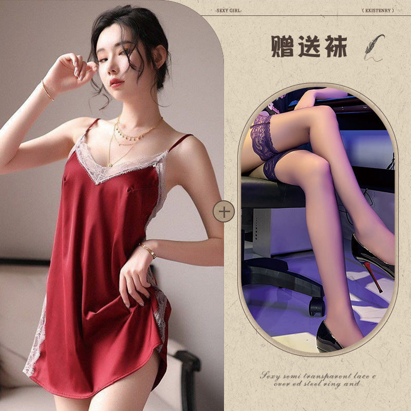 Slit Thigh Sheer Nightdress Set