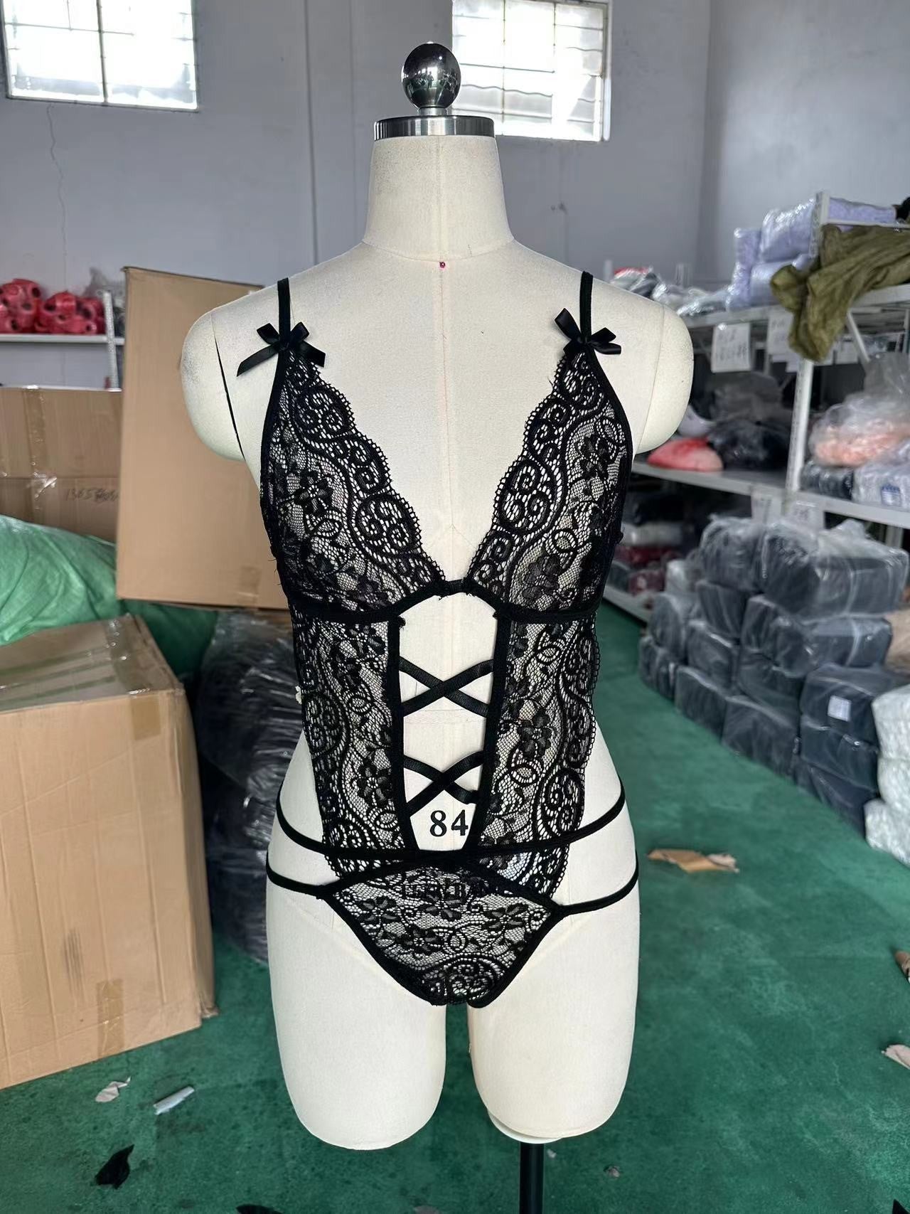 Lace Cut-out Negligee
