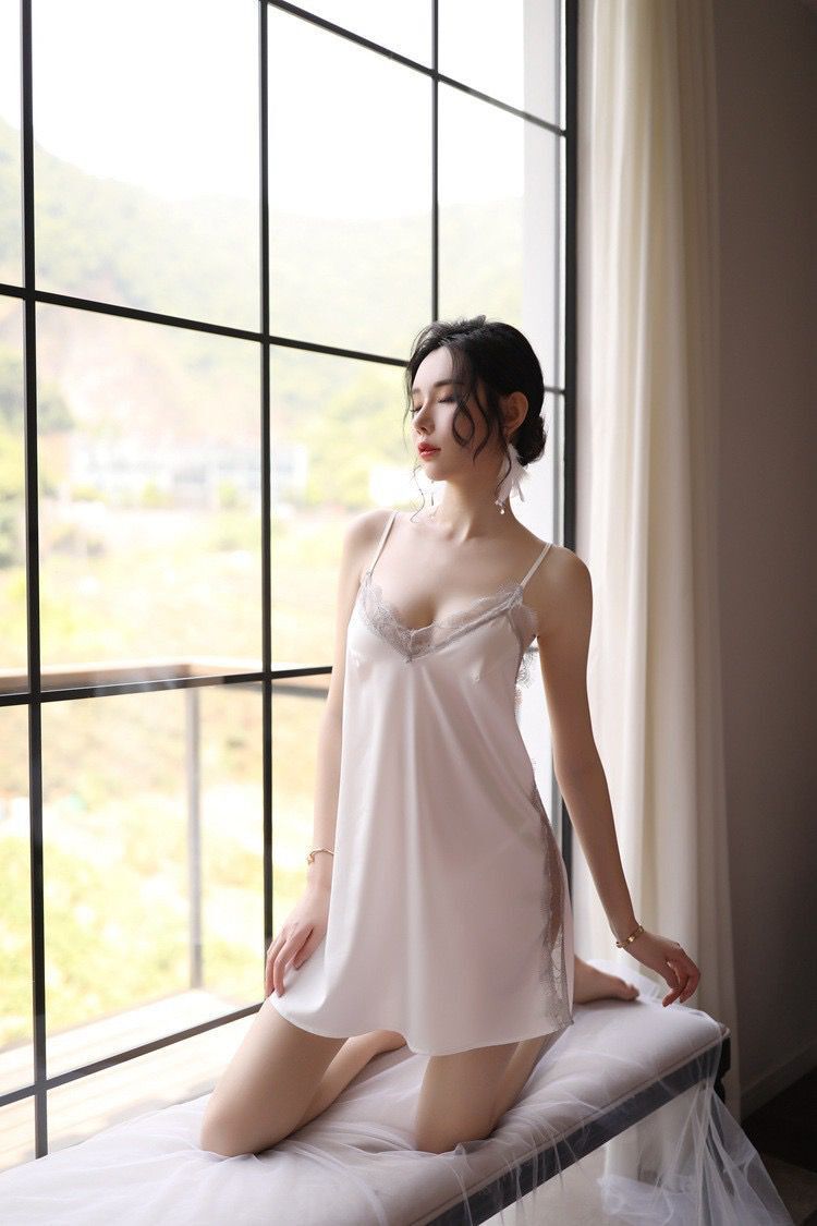 Slit Thigh Sheer Nightdress Set