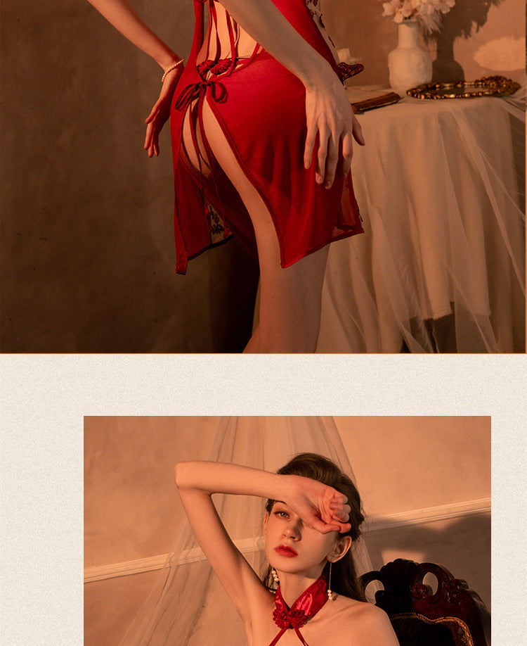 Butterfly Embroidered Qipao Lingerie Set